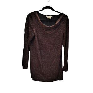 JR Nites Black and and silver like sparkle beautiful long sleeve‎ swoop neck
